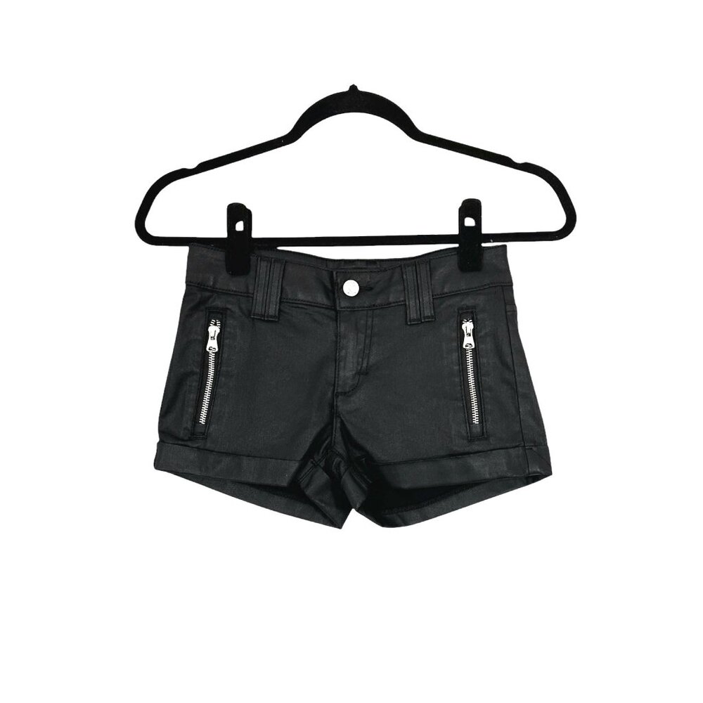 Bebe Matte Coated Clean Zip Shorts